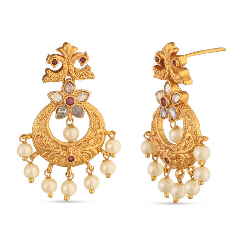 TARINIKA Antique Gold Plated Chahel Short Necklace Set with Peacock Design - Indian Jewelry Sets for Women | Perfect for Casual Occasions | Traditional Indian Jewelry set | 1 Year Warranty* - Image 5